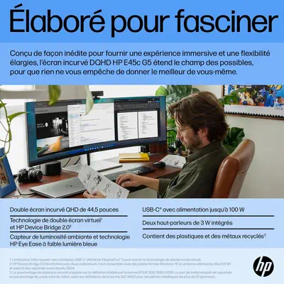 Écran incurvé DQHD HP E45c G5 - Ecran Ordinateur - visuel 6