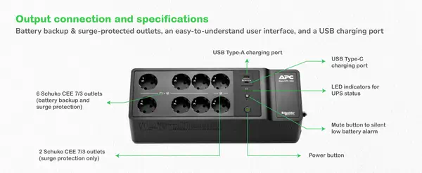 APC BE1050G2-GR alimentation d'énergie non interruptible Veille 1,05 kVA 600 W - Onduleur - visuel 5