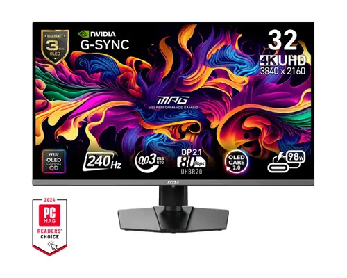 MSI MPG 322URX QD-OLED écran plat de PC 80 cm (31.5") 3840 x 2160 pixels 4K Ultra HD Noir - Ecran Ordinateur - visuel 1