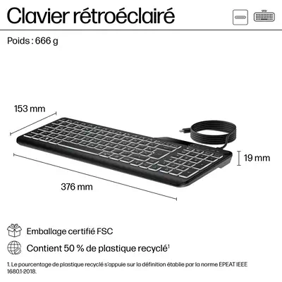 Clavier filaire rétroéclairé multi-appareil HP 405 - visuel 10