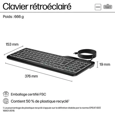 Clavier filaire rétroéclairé HP 400 - visuel 3
