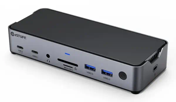 eSTUFF GLB232006 station d'accueil Avec fil Aluminium - Station d'accueil pour portable - visuel 1