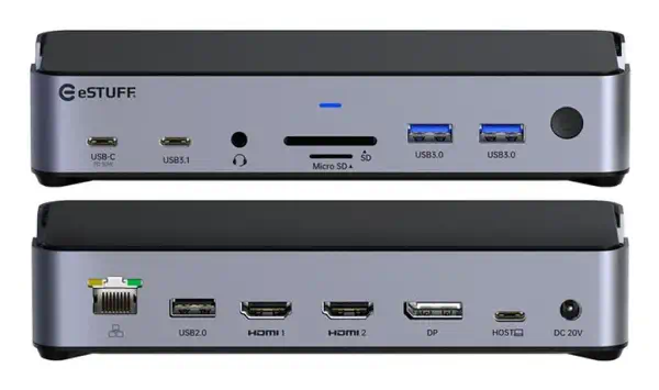 eSTUFF GLB232006 station d'accueil Avec fil Aluminium - Station d'accueil pour portable - visuel 2