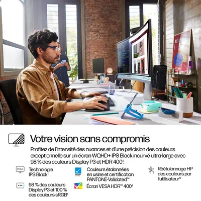 Écran WQHD+ Thunderbolt 4 HP Series 7 Pro 37,5 pouces - 738pu - Ecran Ordinateur - visuel 5