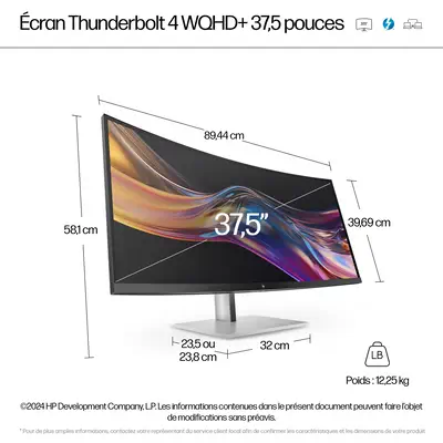 Écran WQHD+ Thunderbolt 4 HP Series 7 Pro 37,5 pouces - 738pu - Ecran Ordinateur - visuel 4