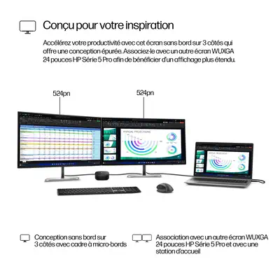 Écran WUXGA 24 pouces HP Series 5 Pro - 524pn - Ecran Ordinateur - visuel 6