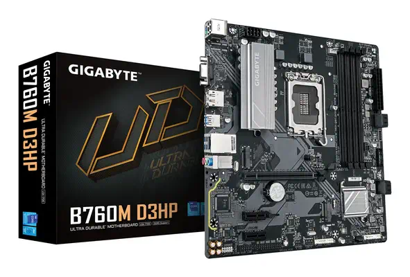B760M D3HP Carte Mère - Processeurs Intel Core 14ème Génération, VRM 4+1+1 phases, jusqu'à 5600 MHz  - Gigabyte - Carte mère - visuel 1