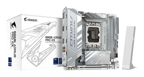 B860I AORUS PRO ICE Carte mère - Processeurs Intel Core Ultra, VRM 8+1+2+1 phases, jusqu'à 9200MHz D - Gigabyte - visuel 1