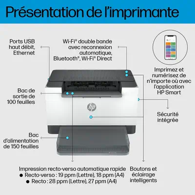 LaserJet M207dw Sans fil Noir et blanc Imprimante, Recto verso - HP - Imprimante Laser - visuel 3