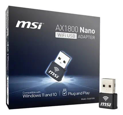 MSI AX1800 Nano WiFi USB Adapter WLAN 1201 Mbit/s - Carte Réseau - visuel 5