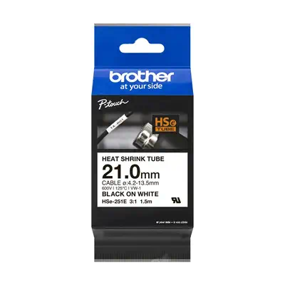 Brother HSE-251E ruban d'étiquette Noir sur blanc - Ruban - visuel 1