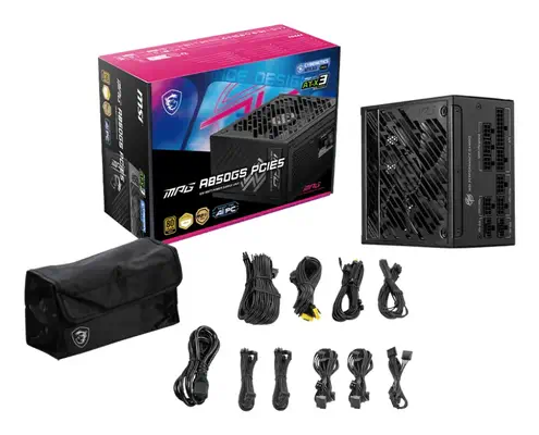 MSI MPG A850GS PCIE5 unité d'alimentation d'énergie 850 W 24-pin ATX ATX Noir - Boitier d'alimentation - visuel 4
