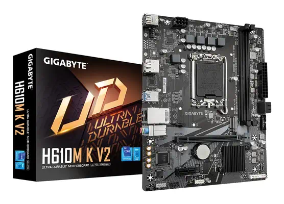 H610M K V2 Carte mère - Processeurs Intel Core 14ᵉ génération, jusqu'à 5600 MHz DDR5, 1xPCIe 3.0 M.2 - Gigabyte - visuel 1