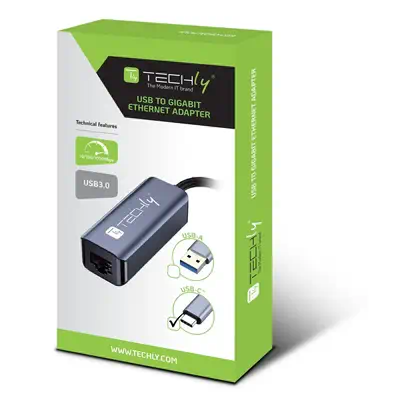 Techly IDATA USB-ETGIGA-CA station d'accueil Avec fil USB 3.2 Gen 1 (3.1 Gen 1) Type-C Noir, Argent - Station d'accueil pour portable - visuel 2