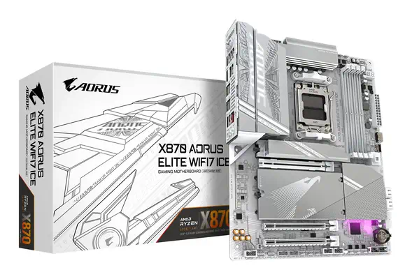 X870 AORUS ELITE WIFI7 ICE Carte Mère - Prend en charge les processeurs AMD Ryzen 9000, 16+2+2 phase - Gigabyte - Carte mère - visuel 1