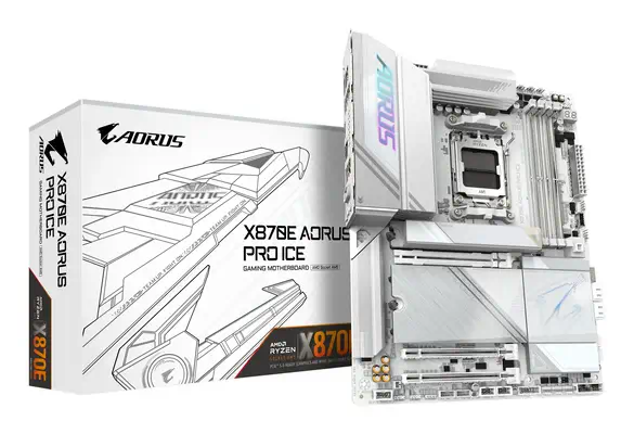 X870E AORUS PRO ICE Carte Mère - Prend en charge les processeurs AMD Ryzen 9000, 16+2+2 Phases VRM D - Gigabyte - Carte mère - visuel 1