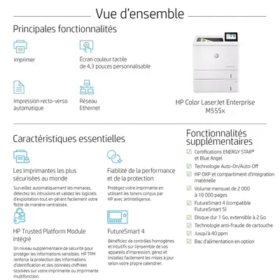 HP Color LaserJet Enterprise M555x HP - visuel 1 - hello RSE - Une amélioration de la productivité afin de rendre les groupes de travail autonomes