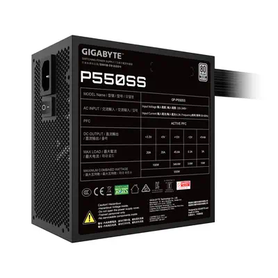 P550SS Bloc d'Alimentation - PCIe 5.0, 80 PLUS Silver, Ventilateur 120 mm, Compatible ATX 3.0, Prise - Gigabyte - Boitier d'alimentation - visuel 7