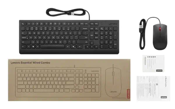 Lenovo 4X31R64409 clavier Souris incluse Universel USB Danois Noir - Pack Clavier, souris - visuel 4