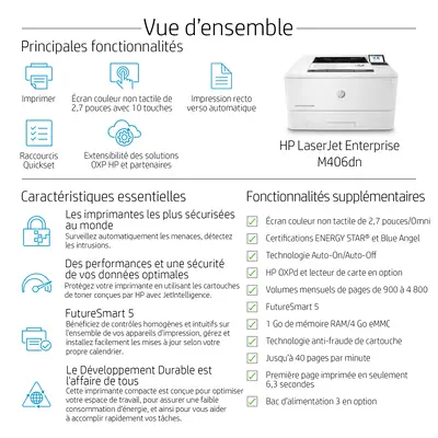 HP LaserJet Enterprise M406dn - Imprimante Laser - visuel 10