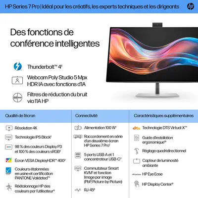 Écran pour conférence 4K HP Series 7 Pro 27 pouces - 727pm - Ecran Ordinateur - visuel 6