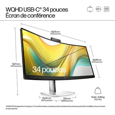 Écran pour visioconférence WQHD USB-C HP Series 5 Pro 34 pouces – HP 534pm - Ecran Ordinateur - visuel 5