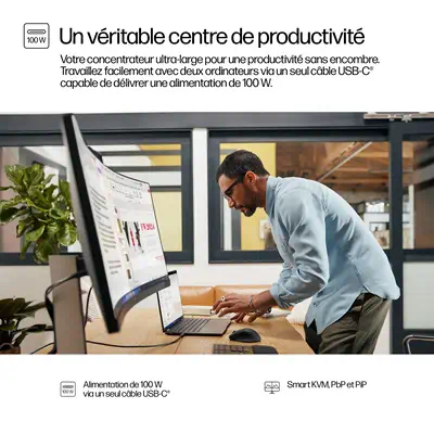Écran pour visioconférence WQHD USB-C HP Series 5 Pro 34 pouces – HP 534pm - Ecran Ordinateur - visuel 8
