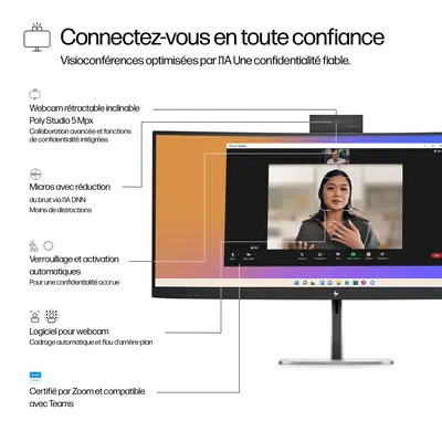 Écran pour visioconférence WQHD USB-C HP Series 5 Pro 34 pouces – HP 534pm - Ecran Ordinateur - visuel 6