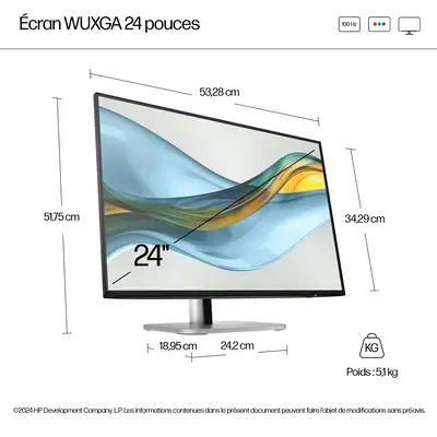 Moniteur WUXGA 24 pouces HP Série 5 Pro - 524pn Sans PVC - Ecran Ordinateur - visuel 8