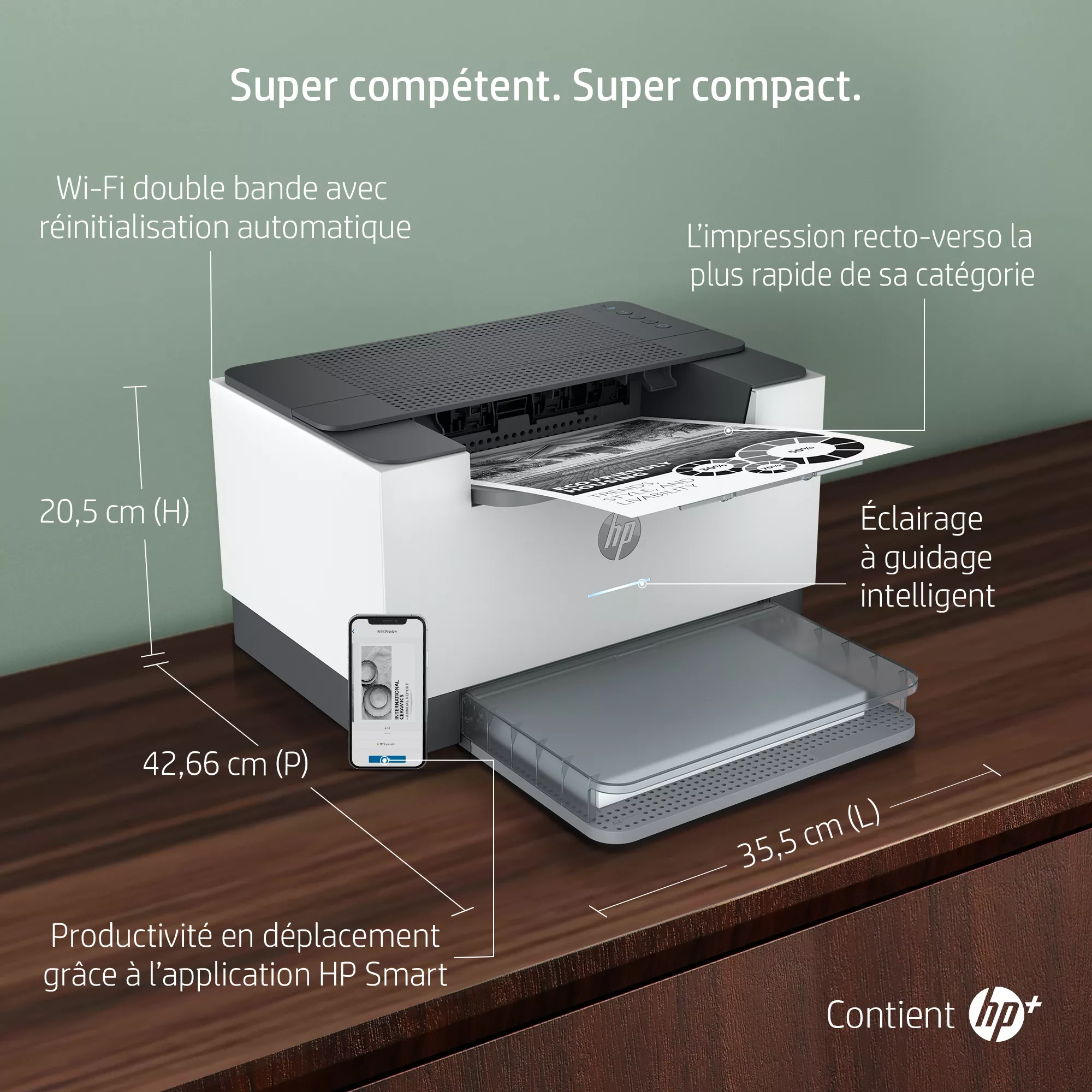 Imprimante HP LaserJet M209dwe, Noir et blanc, Imprimante HP - visuel 1 - hello RSE - + 6 mois de toner t inclus avec le forfait d’impression Instant Ink<sup>[11]</sup>