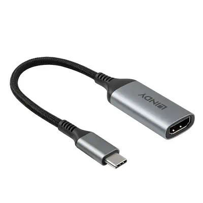 Lindy 43428 câble vidéo et adaptateur 0,15 m USB Type-C HDMI Gris - Connectique - visuel 4