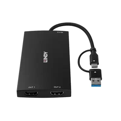 Lindy 43430 câble vidéo et adaptateur 0,11 m USB Type-C 2 x HDMI Noir - Connectique - visuel 5
