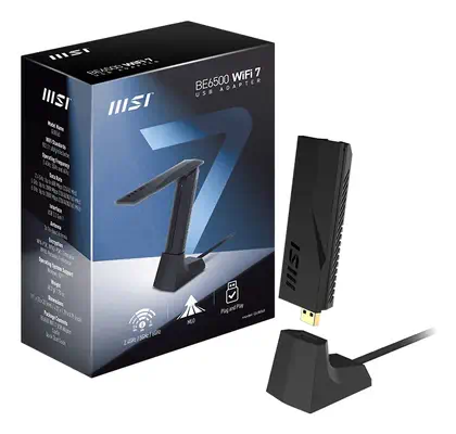 MSI BE6500 WiFi7 USB Stick - Dongle WLAN 2880 Mbit/s - Carte Réseau - visuel 5