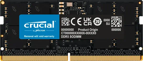 Crucial CT16G56C46S5T module de mémoire 16 Go 1 x 16 Go DDR5 262-pin SO-DIMM ECC - Mémoire - visuel 1