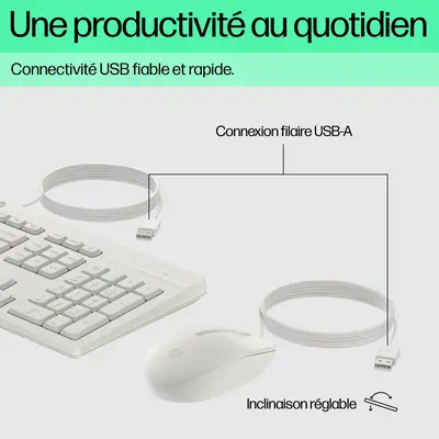 Ensemble combiné clavier et souris filaires HP 225 - Pack Clavier, souris - visuel 2