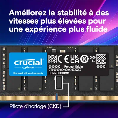 Crucial CT32G64C52CS5 module de mémoire 32 Go 1 x 32 Go DDR5 6400 MT/s 262-pin SO-DIMM - Mémoire - visuel 4