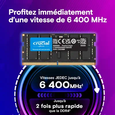 Crucial CT32G64C52CS5 module de mémoire 32 Go 1 x 32 Go DDR5 6400 MT/s 262-pin SO-DIMM - Mémoire - visuel 2
