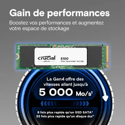 Crucial E100 Tray 2 To M.2 PCI Express 4.0 NVMe - Disque dur SSD - visuel 2