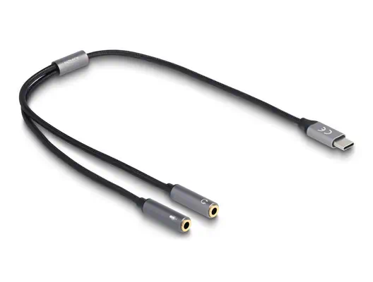 Adaptateur d’écouteurs USB Type-C mâle DAC 24 Bit / 96 kHz Hi-Res vers jack stéréo 2 x 3,5 mm 3 broc - DeLOCK - Accessoire Divers - visuel 1