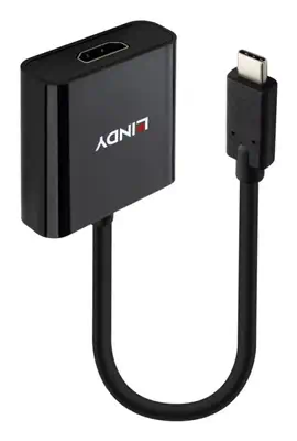 Lindy 43438 câble vidéo et adaptateur 0,15 m USB Type-C HDMI Noir - Connectique - visuel 1
