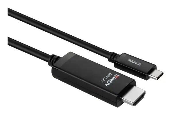 Lindy 43433 câble vidéo et adaptateur 1 m USB Type-C HDMI Noir - Connectique - visuel 2