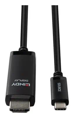 Lindy 43433 câble vidéo et adaptateur 1 m USB Type-C HDMI Noir - Connectique - visuel 1