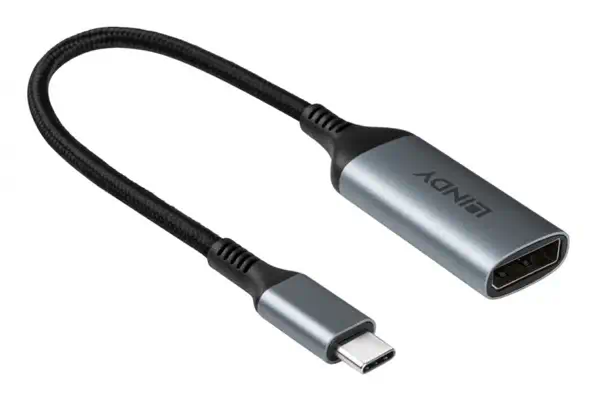 Lindy 43426 câble vidéo et adaptateur 0,15 m USB Type-C DisplayPort Gris, Noir - Connectique - visuel 3