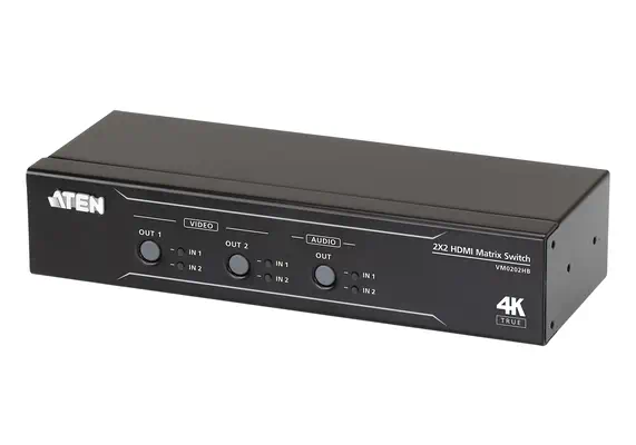 Commutateur matriciel HDMI True 4K 2 x 2 avec Désembeddeur audio - ATEN - Accessoire Affichage - visuel 1