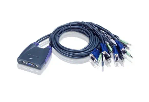 Commutateur KVM à câble VGA/audio USB 4 ports (0,9m, 1,2m) - ATEN - Accessoire Réseau - visuel 1