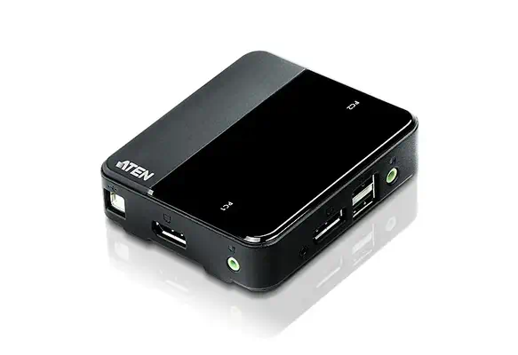Commutateur KVM DisplayPort/audio USB 2 ports (4K pris en charge et câbles inclus) - ATEN - Accessoire Réseau - visuel 1
