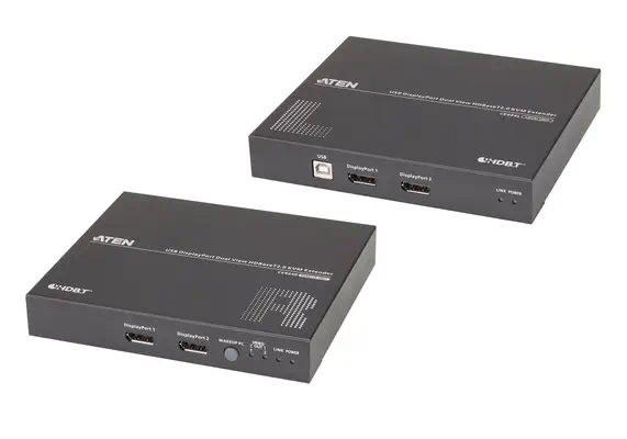 Système d’extension KVM USB DisplayPort double vue HDBaseT™ 2.0 (4K à 100 m pour vue unique) - ATEN - Accessoire Réseau - visuel 1