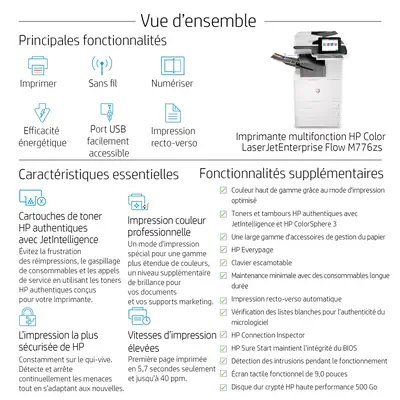 Imprimante multifonction HP Color LaserJet Enterprise Flow M776zs - Multifonctions Laser - visuel 7