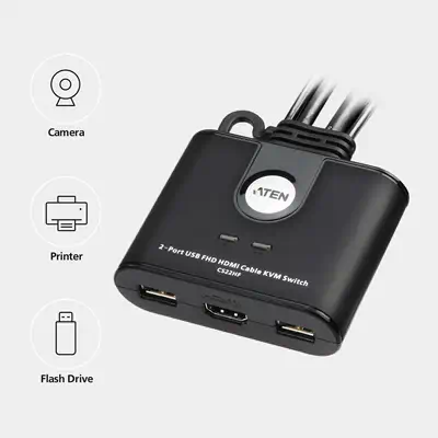 ATEN Commutateur KVM câblé FHD HDMI à 2 ports - Accessoire Réseau - visuel 2