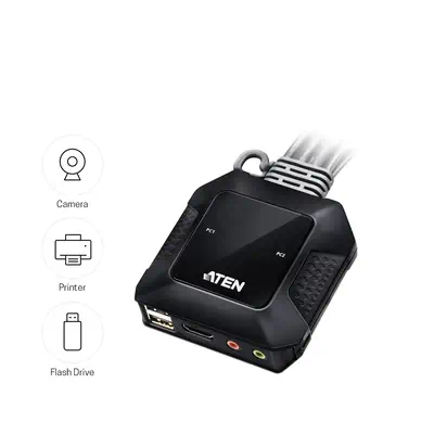 Commutateur KVM câble HDMI 4K USB 2 ports avec sélecteur de port distant - ATEN - Accessoire Réseau - visuel 6